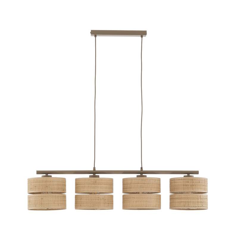 Hängeleuchte Calma 4-flammig LED Pendelleuchte dimmbar beige 95cm aus Bast Licht - 5906135116034