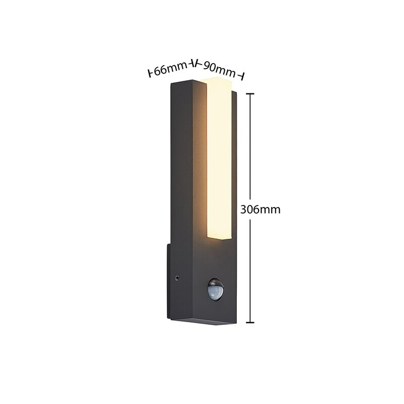 Lucande Außenwandleuchte Wandlampe LED Bewegungsmelder graphitgrau IP54244 - 4251096594539