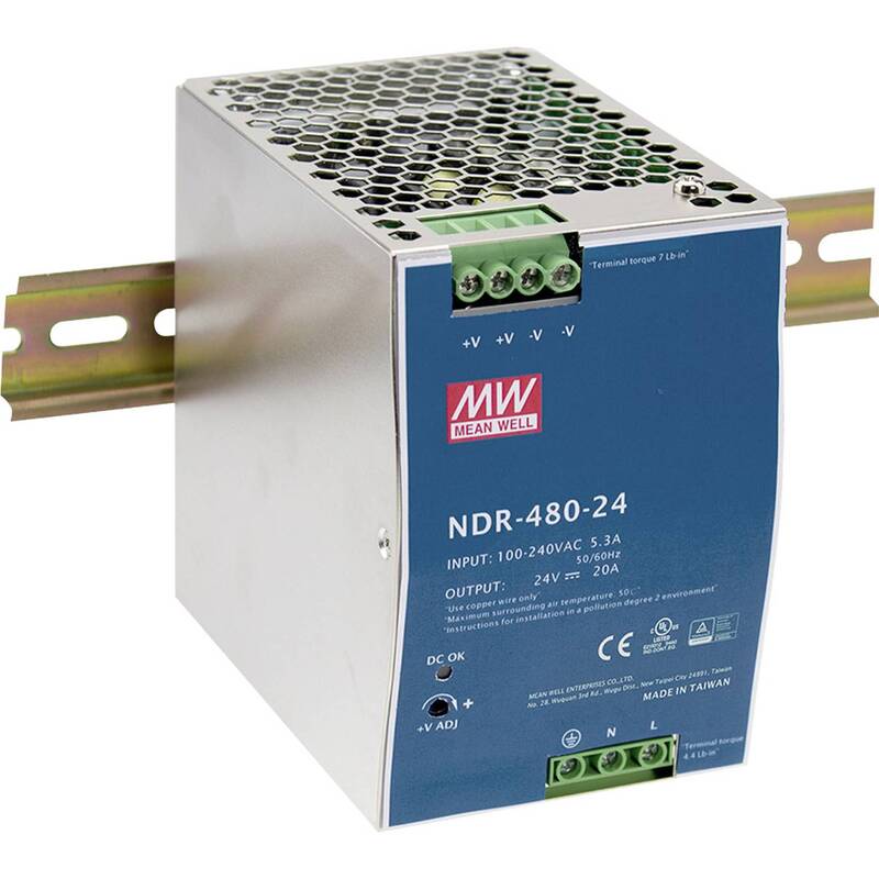 Mean Well NDR-480-24 Netzteil DIN-Schiene 480W Schutz gegen Kurzschluss - 4711287422305