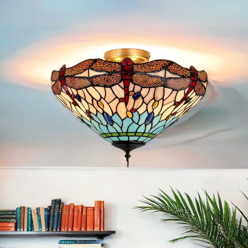 Searchlight Deckenlampe New York Decken-Lampe Deckenlicht im Tiffany-Stil E14 - 5013874288097