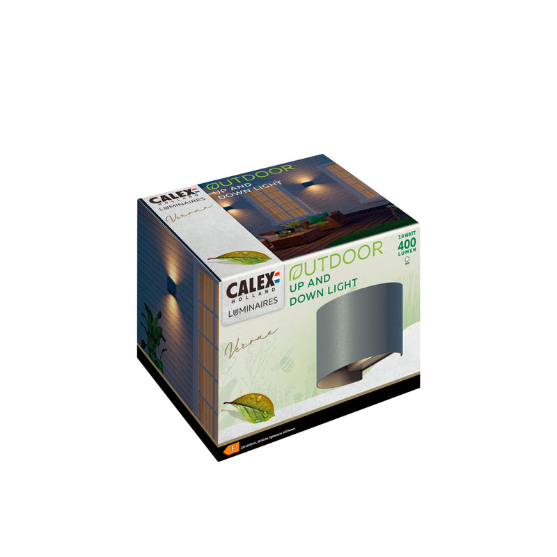 Calex Außenwandleuchte Gartenlampe Oval LED Wandleuchte anthrazit 10x11,5cm - 8712879161752