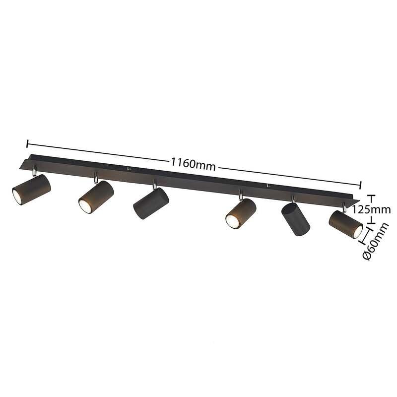 Lindby Deckenstrahler Joffrey LED Strahler 6-flg dimmbar schwarz 116cm Leuchte - 4251911728590