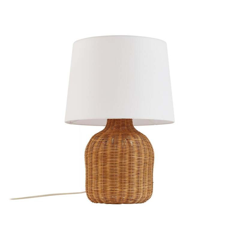 Lindby Tischleuchte Lirenda 52 cm Rattan natur/weiß E27 Schalter am Kabel - 4255830902833