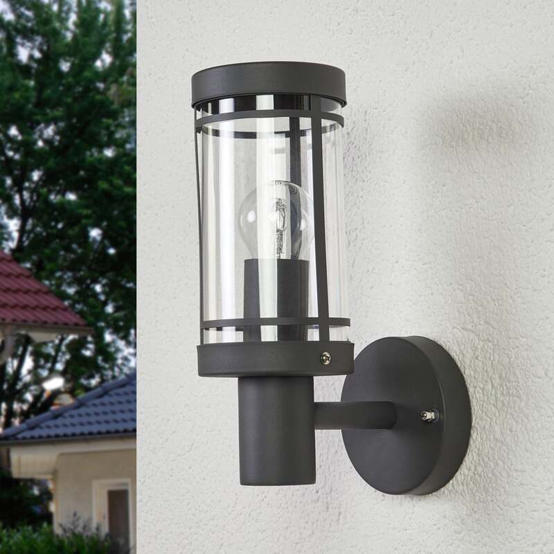 Lindby Außenwandleuchte Djori LED Gartenlampe Edelstahl anthrazit 28,5cm IP44 - 4251096528671