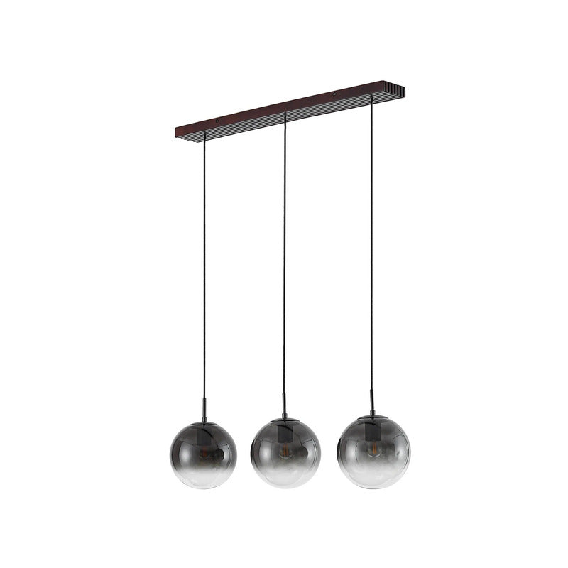 Lucande Hängeleuchte Pendelleuchte Veloura Glas Eiche rauchgrau 3-flg E27 LED - 4255830901096