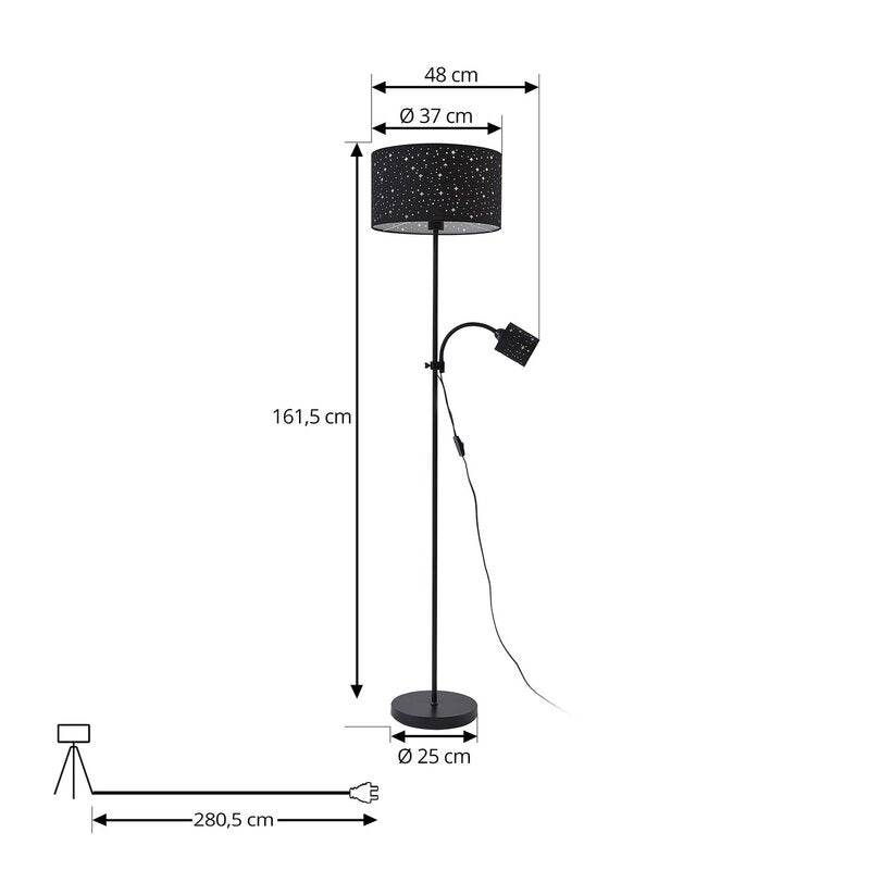 Lindby Stehleuchte Melanie schwarz Stoff, Ø 36 cm Stehlampe Lampe Leuchte Spot - 4251911797831