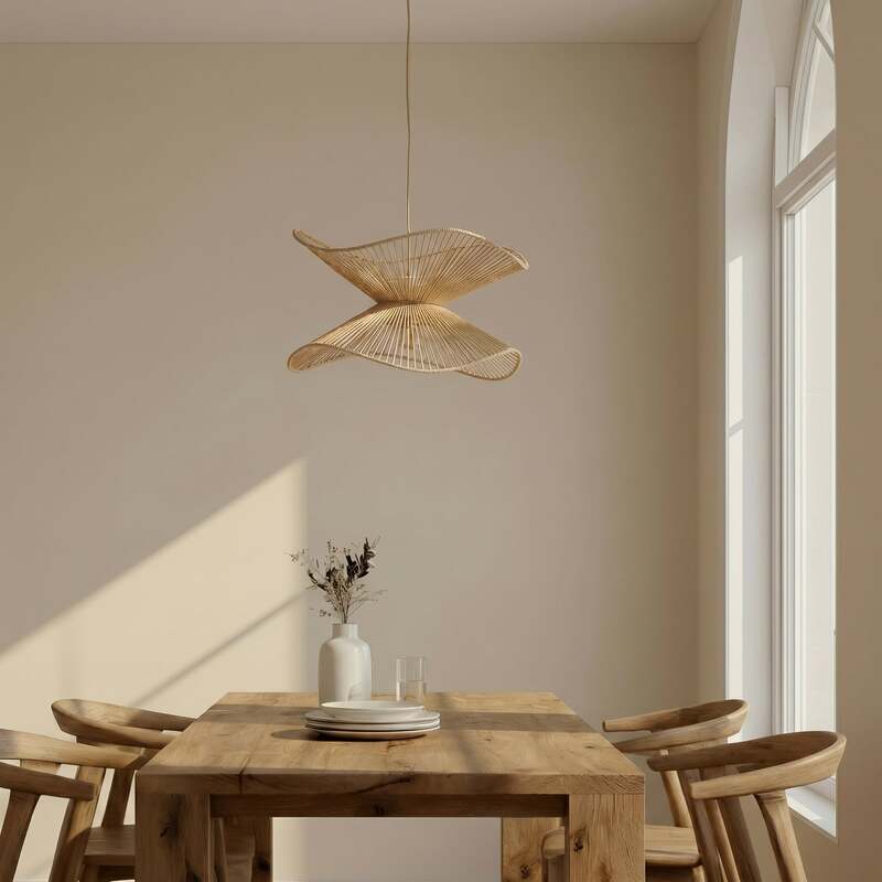 Lindby Pendelleuchte Hängeleuchte Valdorin LED Lampe dimmbar beige Ø40cm 80W - 4251911775303