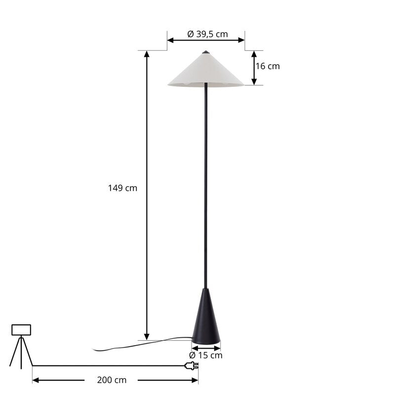 Lindby Stehleuchte Standlampe Leuchte Lampe Norvik H150cm Metall schwarz grau - 4255830903168