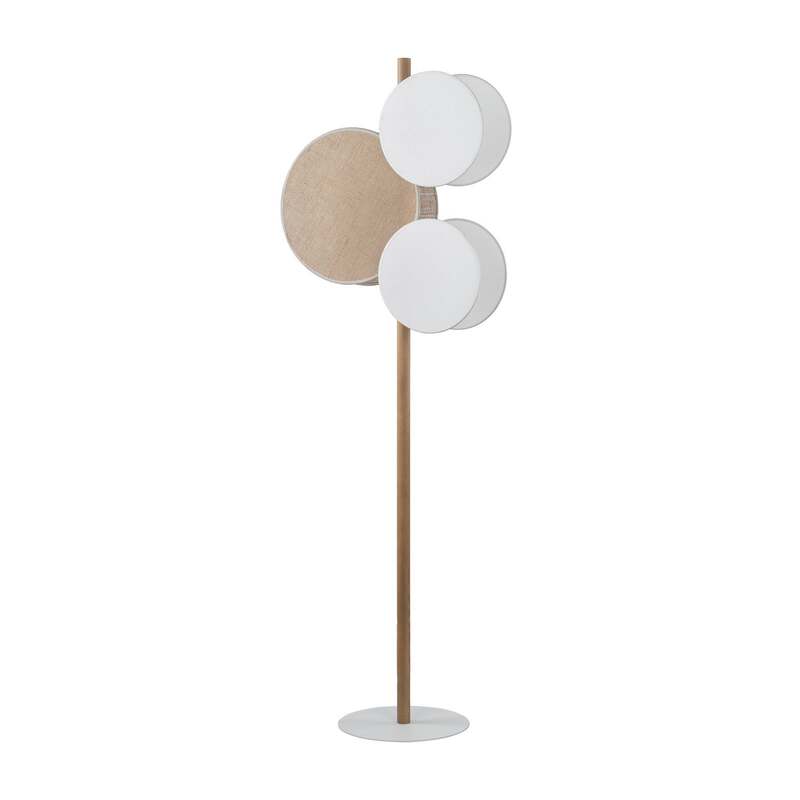 TK-Lighting Stehleuchte Lampe Pulse Juteschirme Textil Holz naturbraun weiß E27 - 5901780559601