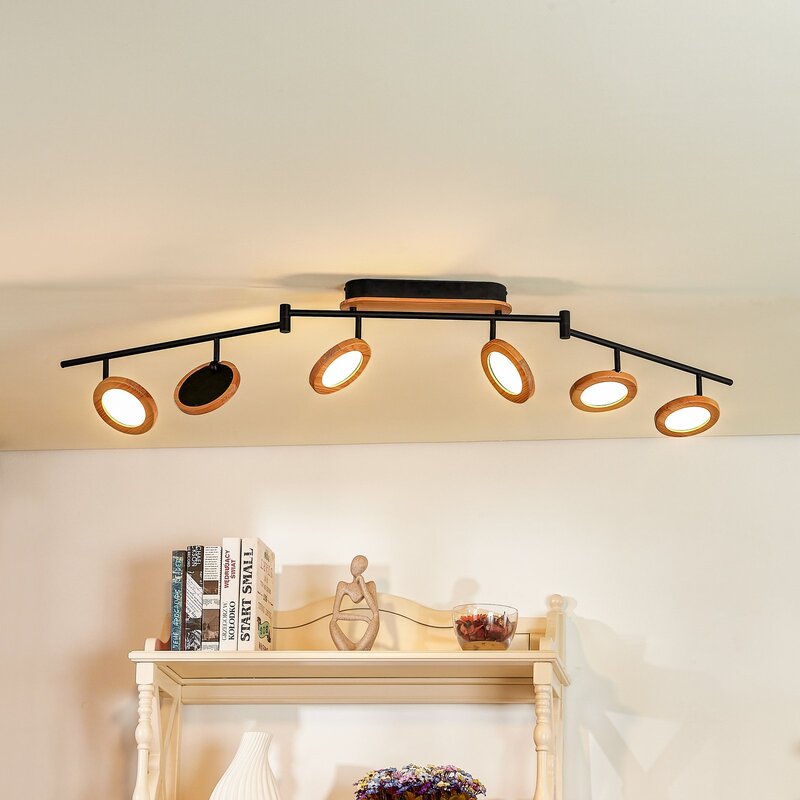 Lindby Strahler Spot LED Holz schwarz weiß 152 cm Deckenleuchte mit Dimmer - 4251911766110