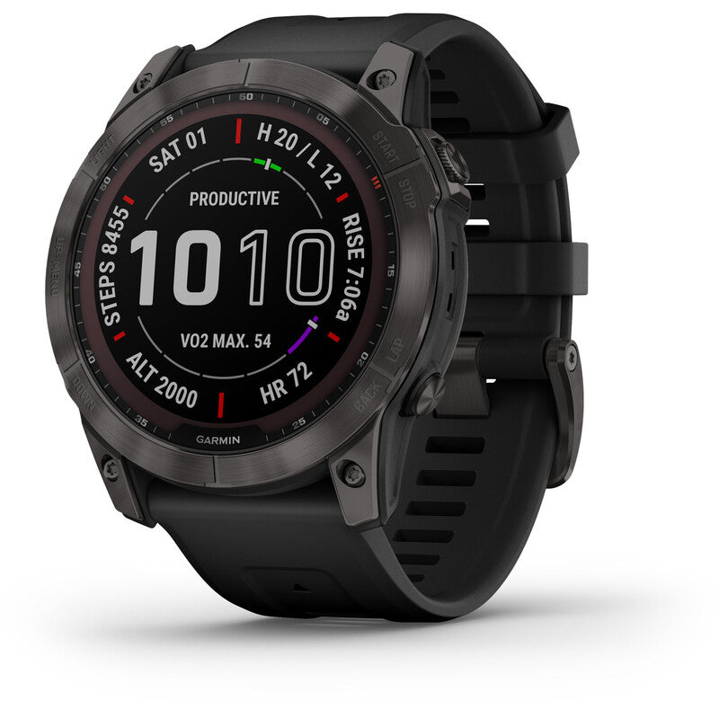 Garmin Uhr Smartwatch GPS Sportuhr Fenix 7X Sapphire Solar Carbon Grey Onesize - 0753759278236