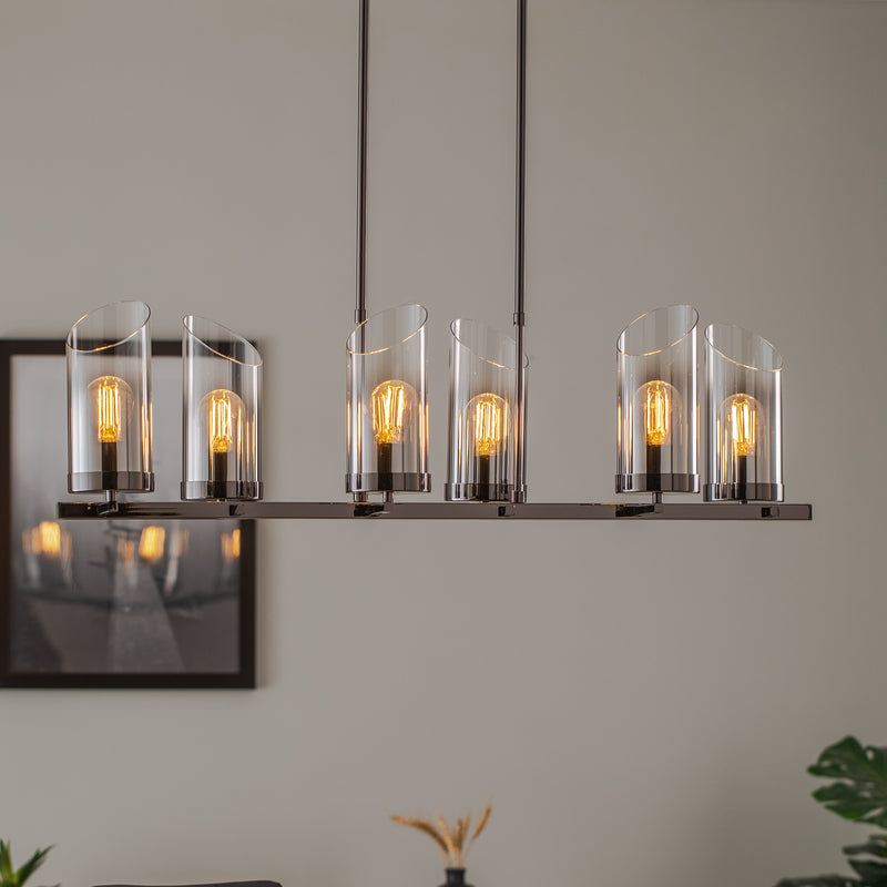 Lucea Kronleuchter Padrela linear schwarz-chrom 6-flg Deckenlampe Deckenleuchte - 8698525602810