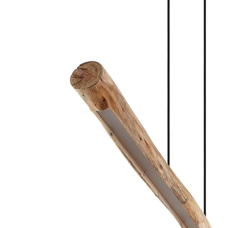 Lindby Hängeleuchte Nekala LED dimmbar Eukalyptusholz 120cm Pendelleuchte Lampe - 4251096597868