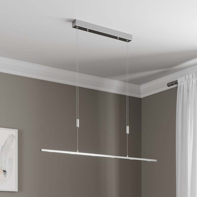 Lucande Hängelampe Hängeleuchte Arnik LED Pendelleuchte dimmbar nickel 120cm - 4251096549164