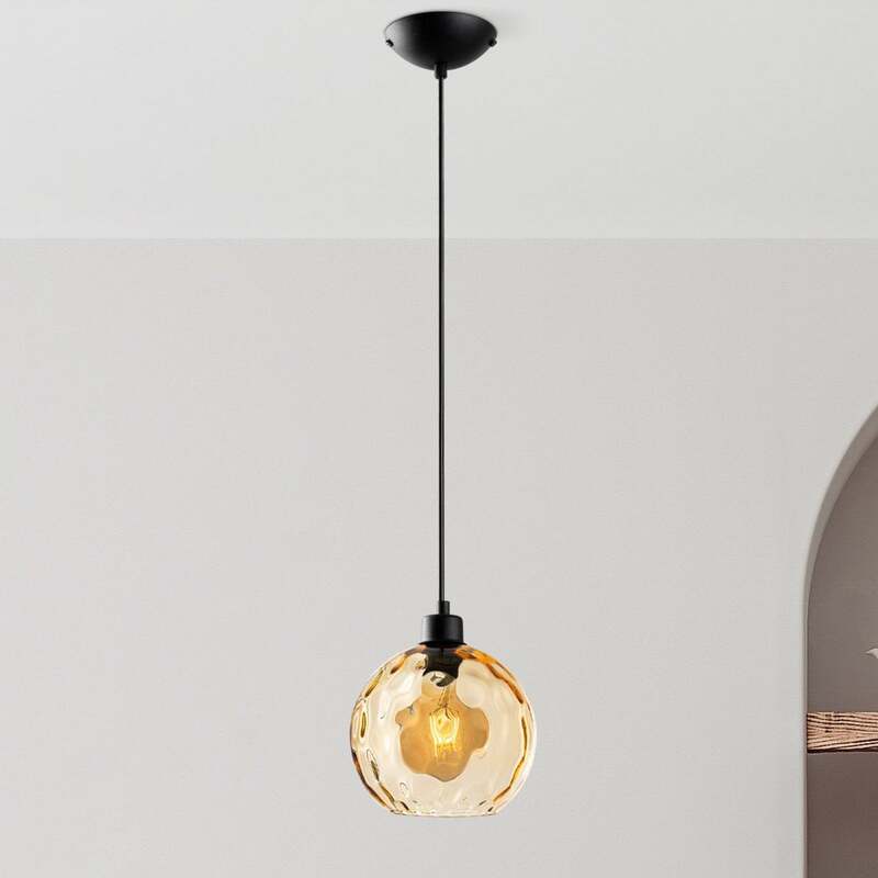 Opviq Pendelleuchte Hängelampe Benek Glas gelb getönt Lampe Beleuchtung - 8684283472055