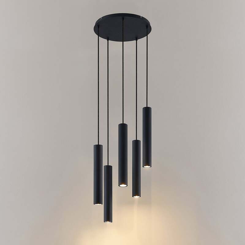 Lindby Hängeleuchte Sanad LED Pendelleuchte Lampe dimmbar schwarz 5-flg Ø40cm - 4251911703108