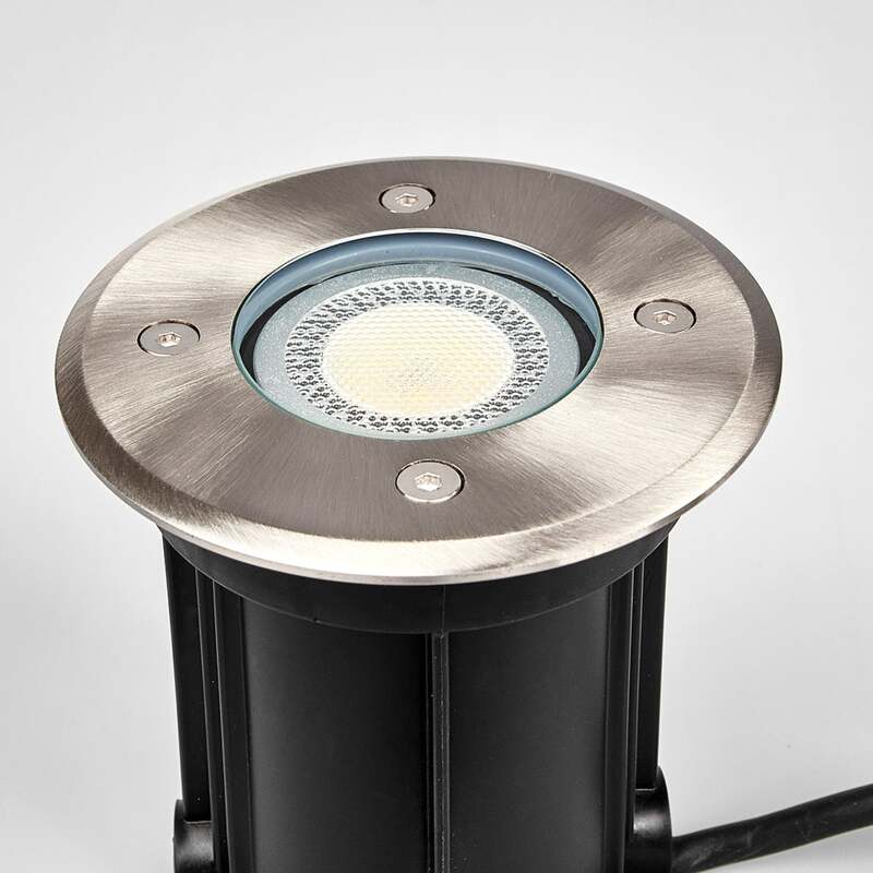 Lindby Bodeneinbauleuchte Insa LED Gartenleuchte dimmbar Edelstahl IP67 Ø11cm - 4251096510911