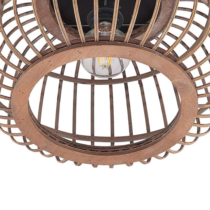 Lindby Deckenleuchte Bominio LED Lampe Rattan schwarz matt Ø40cm dimmbar 24,5cm - 4251911731354
