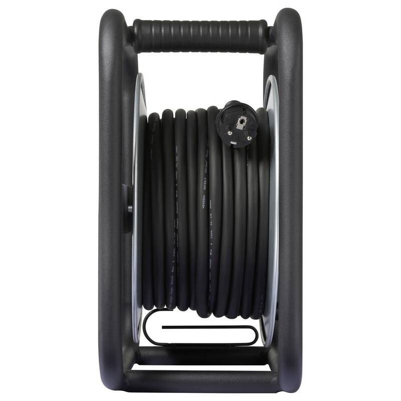 Sygonix Kabeltrommel Kabelrolle 4x Schutzkontaktstecker Deckel IP44 Schwarz 40m - 4064161478746