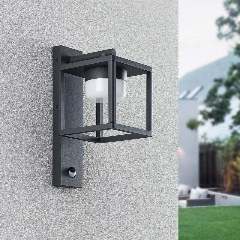 Lucande Außenwandleuchte Timio Downlight mit Bewegungsmelder IP44 dunkelgrau - 4251911735864