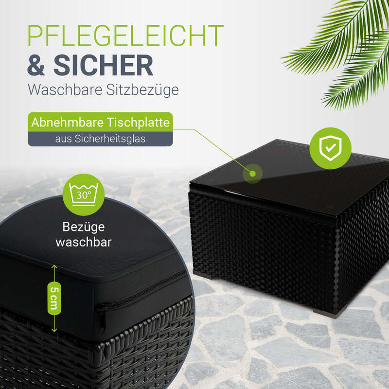 Polyrattan Lounge Punta Cana Outdoor Sitzgarnitur für 4 Personen schwarz grau - 4260304769799