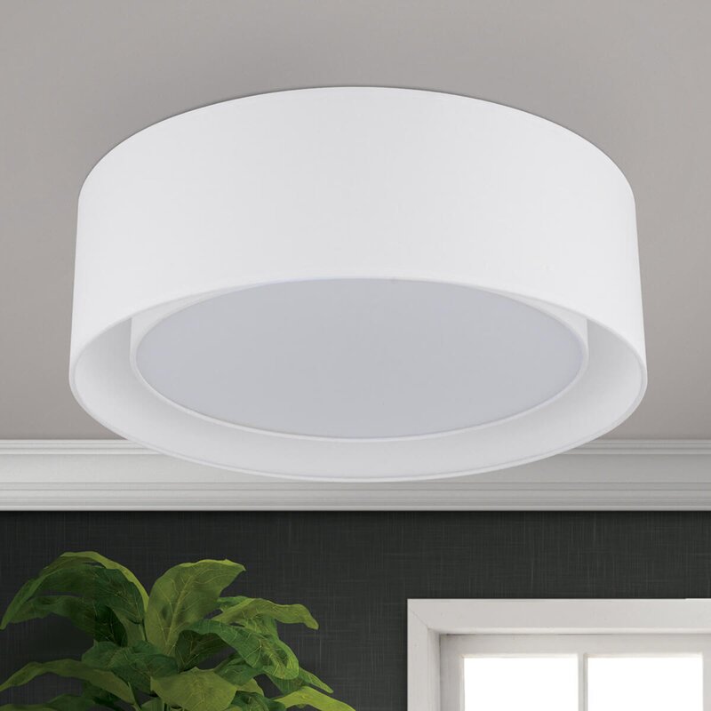 Orion Runde Textil-Deckenlampe Deckenlampe Deko-Deckenlicht  Antoni E27 Weiß - 9003090254248