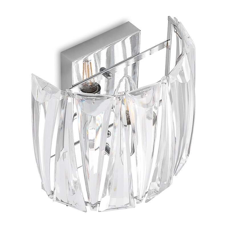 Lindby Wandleuchte Wandlampe Sofia LED Leuchte dimmbar chrom transparent 23cm - 4251911708103