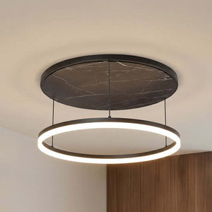 B-Ware Lucande Deckenleuchte Deckenlampe LED Lampe Orven Schwarz Marmor Dimmer Ø 50 cm