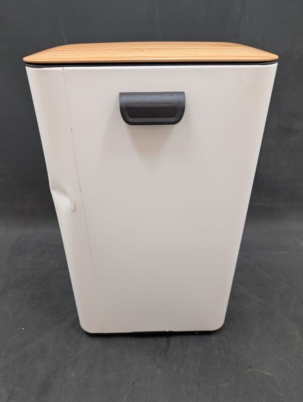 HJH OFFICE CLEAN NATURA Mülleimer Metall Creme/Walnuss 36x62 cm stabil - 4064323107323
