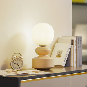 B-Ware Lucande Tischleuchte Fidelo LED Lampe Tischlampe Keramik weiß gelb 38cm
