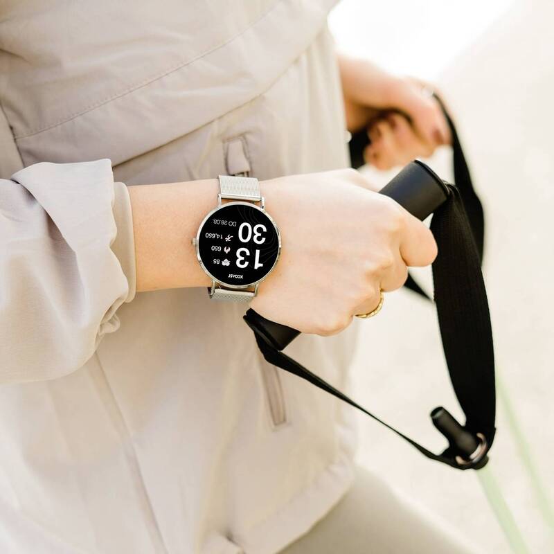 XCOAST Smartwatch SIONA 2 Fitnessuhr Anruf Benachrichtigung Topas Silver 42mm - 4260449576696