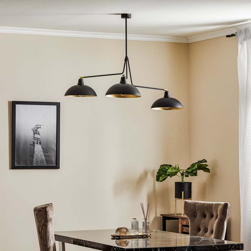 Hängeleuchte 1036 dreiflammig schwarz-gold E27 Hängelampe Lampe Leuchte Spot - 5904798650711