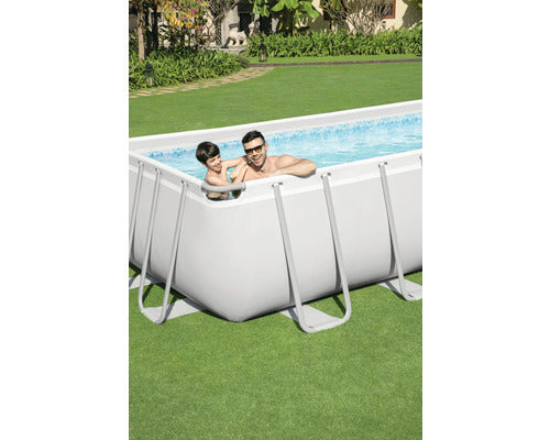 Bestway Aufstellpool Framepool Power Steel eckig 732x366x132cm grau - 4306517616274