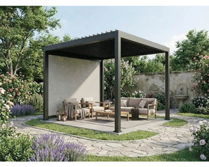 B-Ware Pergola Set 3x3 Mirador Classic Lamellendach Anthrazit freistehend 9 m²