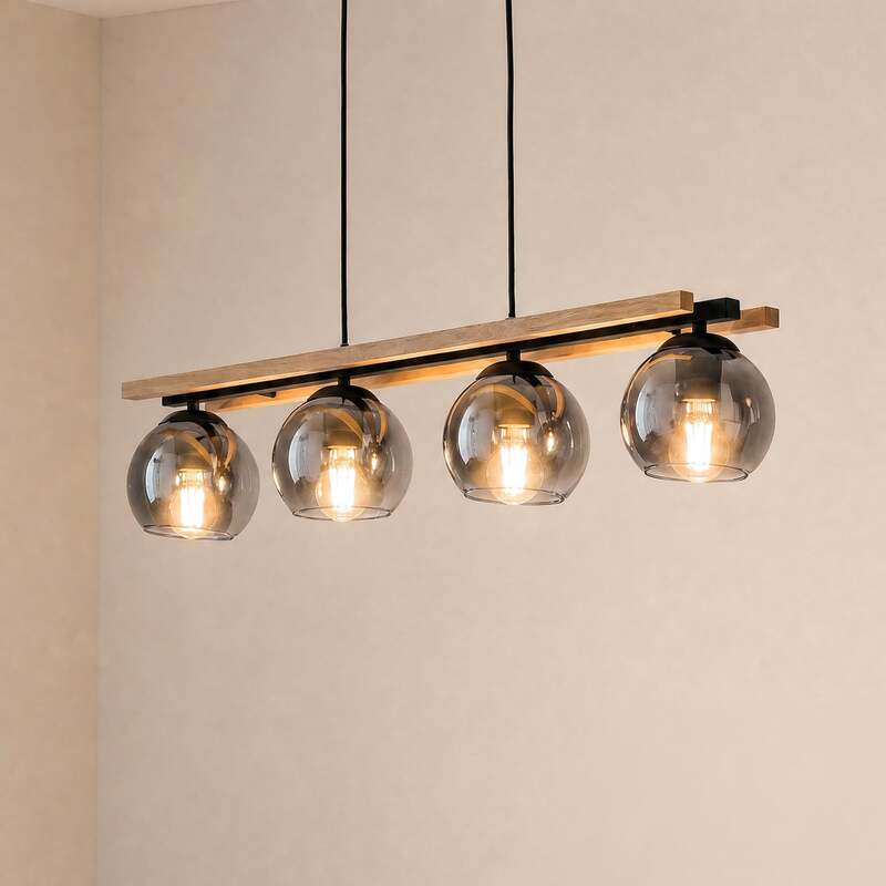 Lindby Hängelampe Hängeleuchte Enrique LED Pendelleuchte Lampe 4-flammig grau - 4251096596717