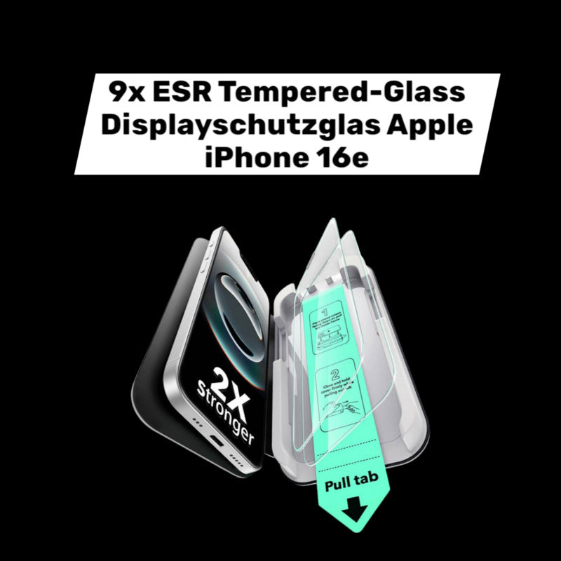 ESR Tempered-Glass Displayschutzglas Bildschirmschutz Apple iPhone 16e 9 STÜCK - 4894240266144