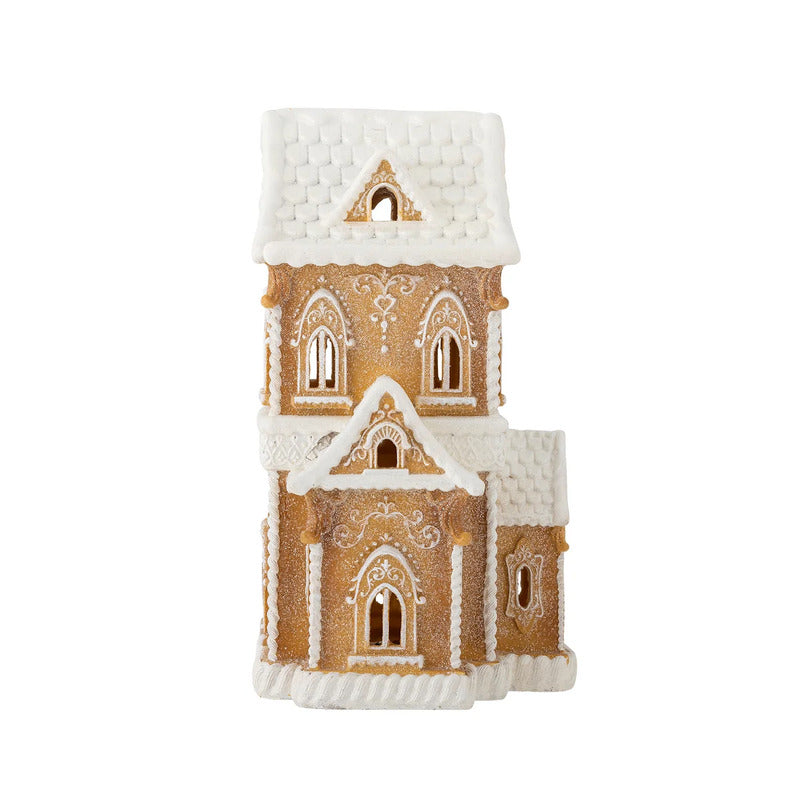 Bloomingville Dekohaus Häuschen Weihnachtsdekoration Licht braun Polyresin 37cm - 5711173346691