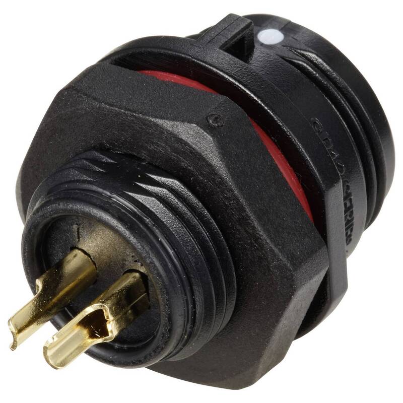 Weipu Rundstecker SP1312 P2 Stecker Einbau 2-polig IP68 schwarz 230V 25A - 2050001514462