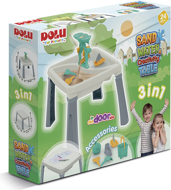 Dolu Sand-Wasser-Tisch Weiß/Grau 54,5x45x45 cm für Kinder ab 2 Jahren - 8690089026774