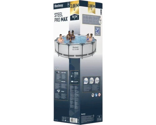 Bestway Aufstellpool Framepool rund Ø366x76cm mit Filteranlage und Abdeckplane - 6942138981896