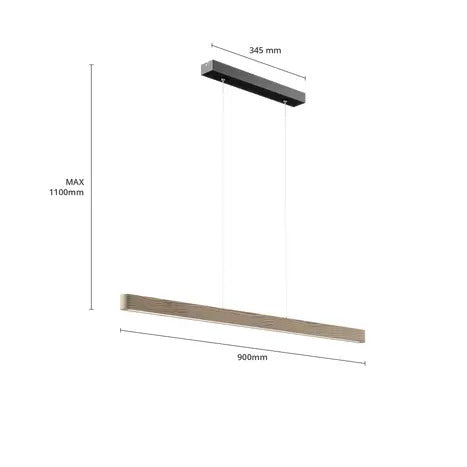 Forrestal Hängeleuchte Pendelleuchte LED grau gebeizt schwarz Kiefernholz Met299 - 5907642763438