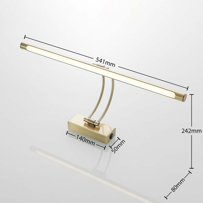 Lucande LED Wandleuchte Bilderleuchte Dimitrij gebogen altmessing 54,1 cm Lampe - 4251096574388
