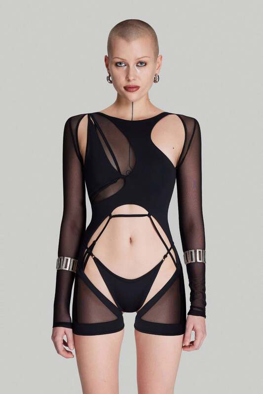 IAMNOTBASIC Utopia Bodysuit Body Schwarz Damenbody Einteiler Größe M - 8682521049373