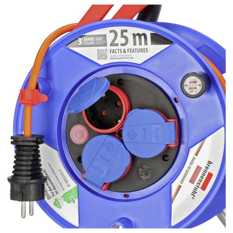 Brennenstuhl Kabeltrommel 25m orange Schutzkontakt-Stecker 3-fach IP44 - 4007123683086