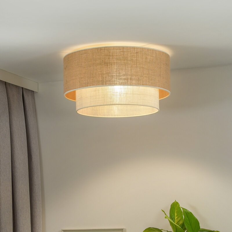 Euluna Deckenleuchte Boho Jute naturbraun weiß Ø 60 cm Deckenlampe Lampe Leuchte - 4251911789980