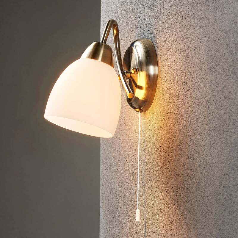Lindby Wandleuchte Mael LED Wandlampe altmessing Zugschalter 20cm Höhe 14cm - 4251096517194