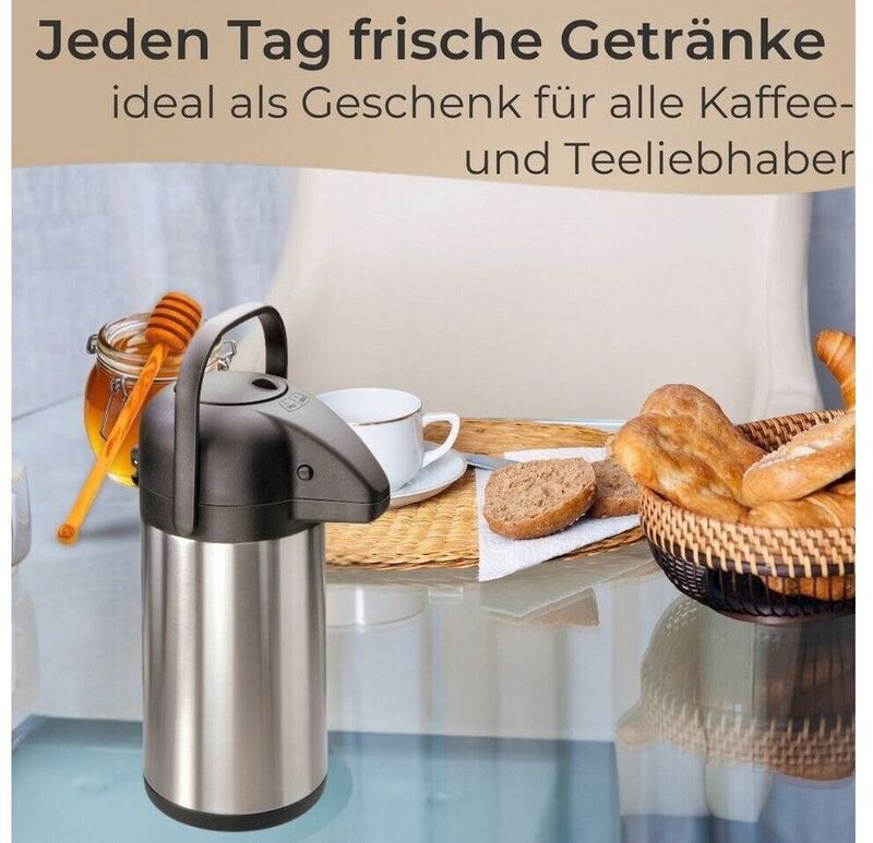 Mato Thermokanne Edelstahl schwarz 1,9l Pump-Isolierkanne für Getränke 350mm - 4260027921771