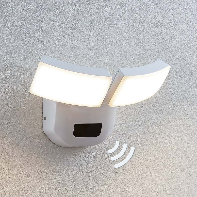 Lindby Außenwandleuchte Nikias LED Gartenlampe mit Bewegungsmelder weiß 30cm - 4251096561487