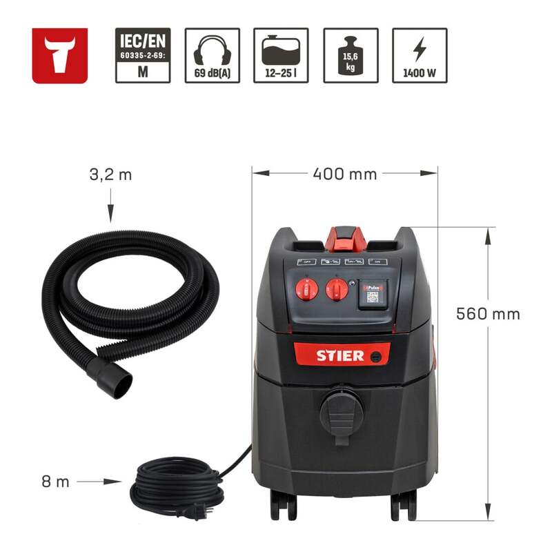 STIER Nass-Trockensauger Sauger M PRO-35L 73l/s 270mbar 35l Behältervolumen - 4251709622666