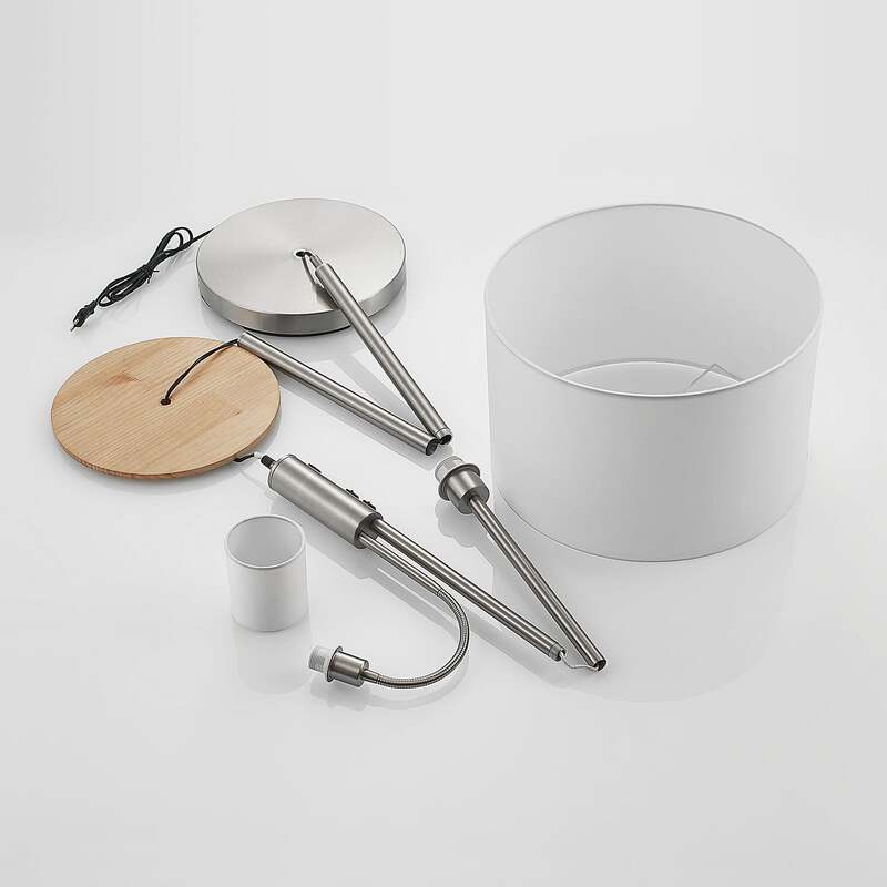 Lindby Stehlampe Aovan USB-Ladestation Ablagefläche E27 E14 nickelfarben Lampe - 4251911702613